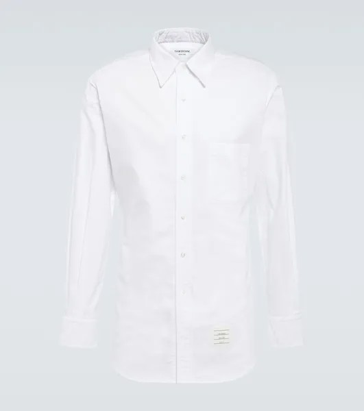 Хлопковая рубашка с полосками 4 Thom Browne, белый