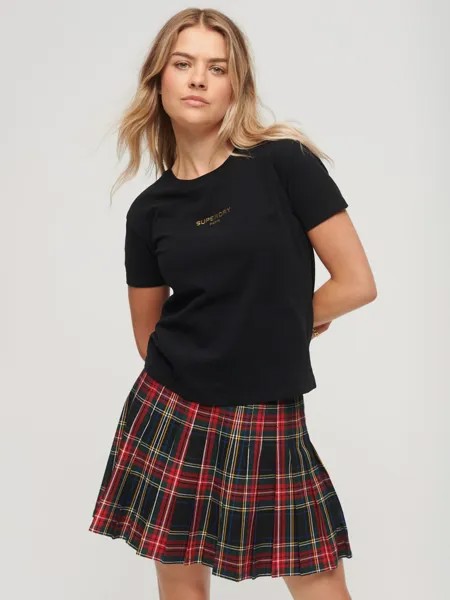 Укороченная футболка с логотипом Sport Luxe Superdry, черное золото
