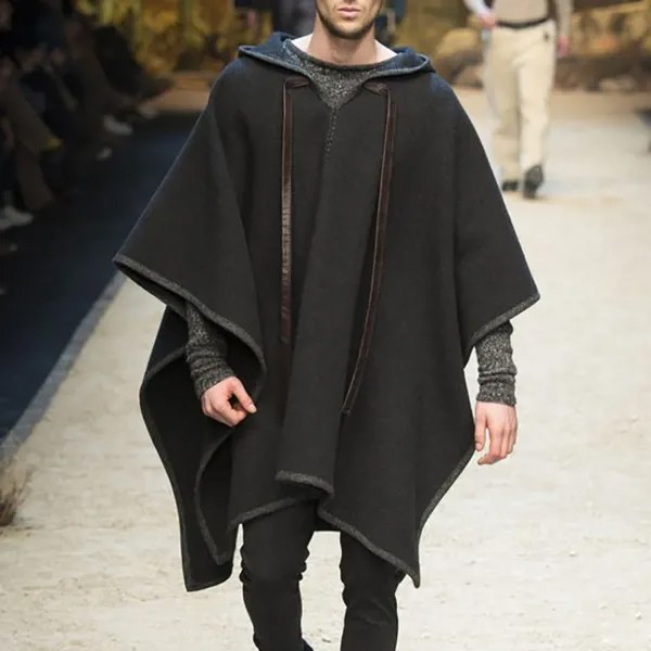2022 модная мужская одежда плащ пальто накидка шерстяные куртки с капюшоном однотонная уличная одежда осень зима пончо Асимметричное пальто