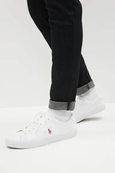Белые кожаные спортивные туфли с логотипом Longwood Polo Ralph Lauren, белый