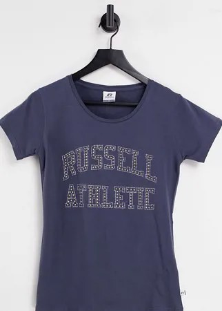 Синяя футболка с заклепками и эффектом омбре Russell Athletic-Голубой