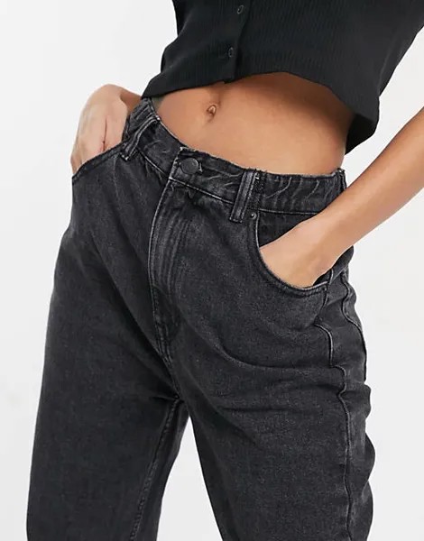 Черные джинсы Mom с эластичной резинкой Pull&Bear