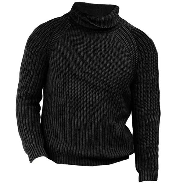 Мужской теплый толстый жаккардовый свитер с высоким воротником