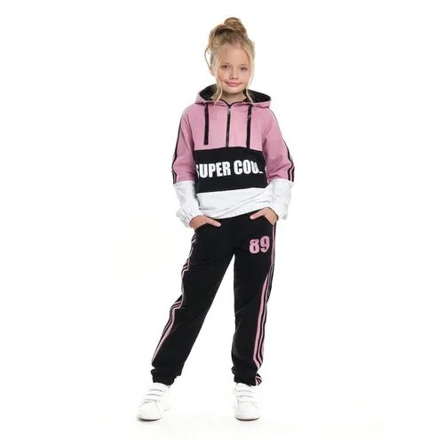 Комплект одежды Mini Maxi, толстовка и брюки, повседневный стиль, размер 128, черный, розовый