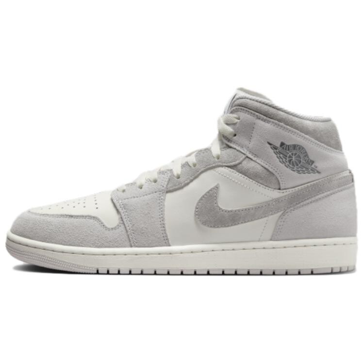 Кроссовки Air Jordan 1 Vintage Basketball Shoes Men Mid-top Gray/White, серый/белый