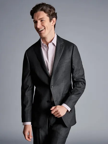 Роскошный итальянский пиджак приталенного кроя Charles Tyrwhitt, угольно-серый