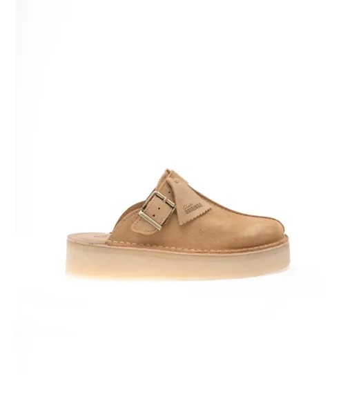 Замшевые мюли на танкетке Clarks, коричневый