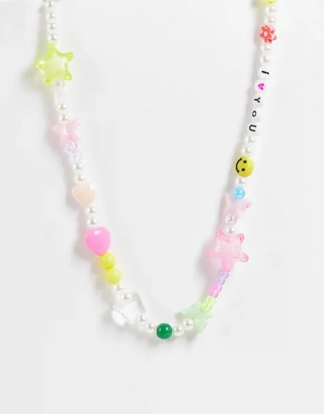 Разноцветное ожерелье с надписью 