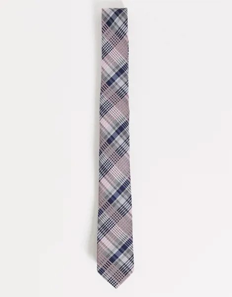 Узкий галстук в темно-синюю и розовую клетку ASOS DESIGN-Разноцветный