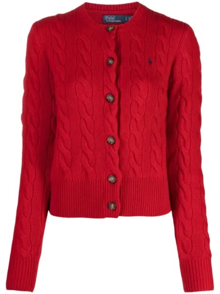 Polo Ralph Lauren кардиган фактурной вязки из смесовой шерсти, красный