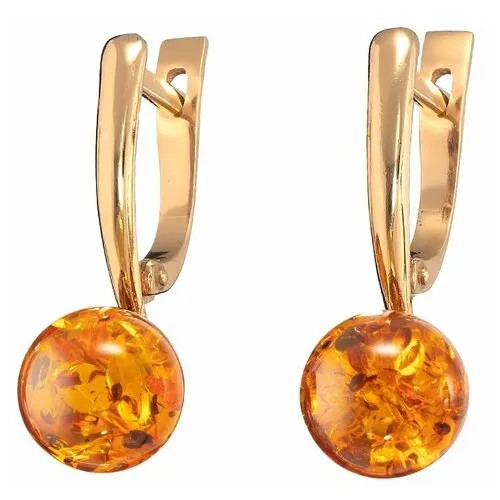 Серьги Amberprofi, серебро, 925 проба, золочение, янтарь