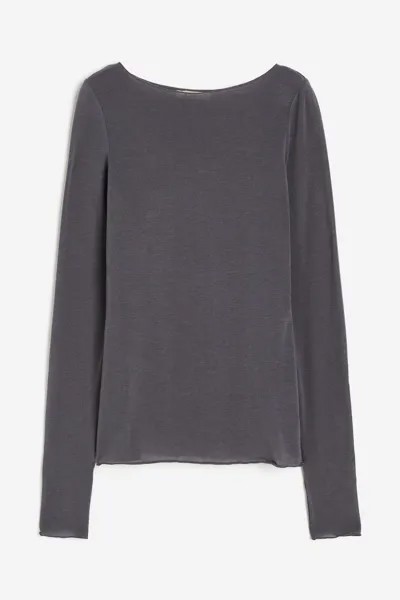 Лонгслив H&M Cashmere-blend, темно-серый