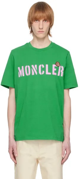 Зеленая футболка с принтом Moncler