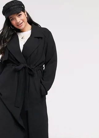 Черное мягкое пальто ASOS DESIGN Curve-Черный цвет