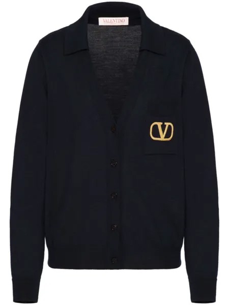 Valentino Garavani кардиган на пуговицах с логотипом VLogo Signature, синий