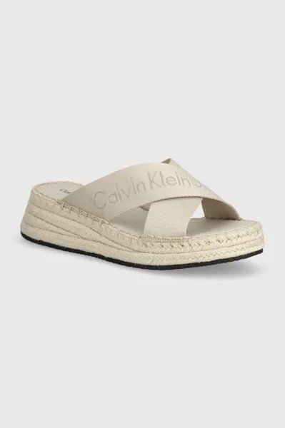 Шлепанцы Sporty Wedge Rope Sandal Mr Calvin Klein Jeans, бежевый