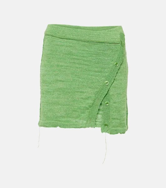 Мини-Юбка из льна Acne Studios, зеленый