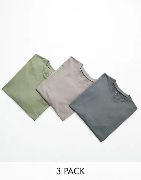 ASOS DESIGN — набор из 3 больших футболок разных цветов