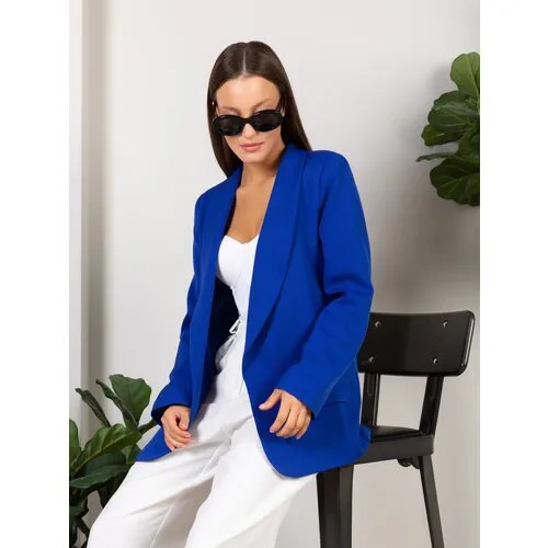 Пиджак AnyMalls, удлиненный, силуэт полуприлегающий, размер 46, синий