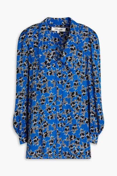 Никита присборенная блузка из крепа с принтом Diane Von Furstenberg, синий кобальт