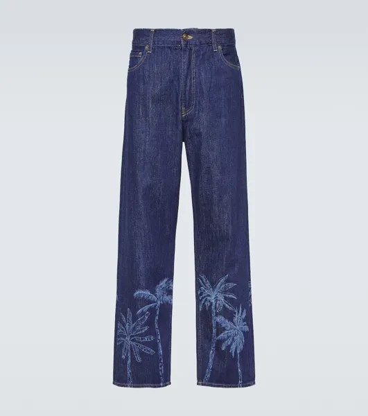 Джинсовые брюки с принтом jungle Alanui, синий