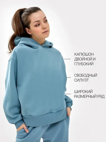 Худи женское теплое в зеленом цвете