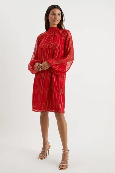 Платье свободного кроя с блестящим принтом и завязкой на спине Tall Wallis, красный