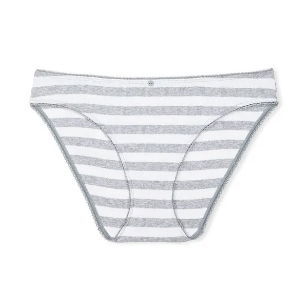 Трусы Victoria's Secret Ribbed Cotton Bikini, белый, серый
