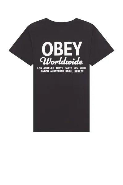 Футболка Obey Worldwide Script, цвет Pigment Vintage Black