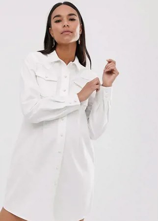 Белое джинсовое приталенное платье-рубашка в стиле вестерн ASOS DESIGN Maternity-Белый