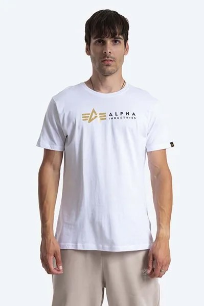 Label 118502FP 09 хлопковая футболка Alpha Industries, белый