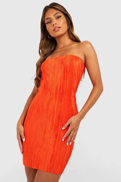 Мини-платье плиссированное бандо Boohoo, оранжевый