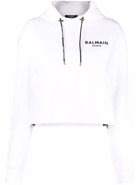 Balmain укороченное худи с логотипом