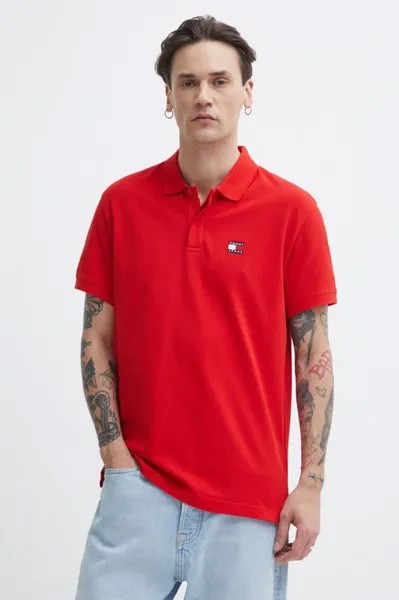 Хлопковая рубашка-поло Tommy Jeans, красный
