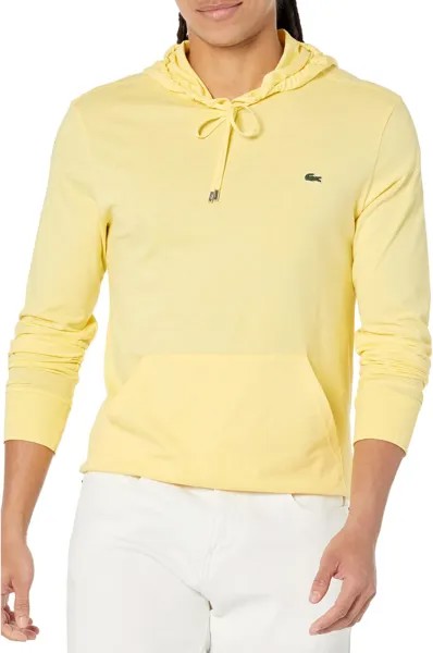 Трикотажная футболка с длинными рукавами и худи с центральным карманом Lacoste, желтый