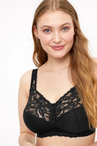 Бюстгальтер с полными чашками и кружевом без косточек Marks & Spencer, черный