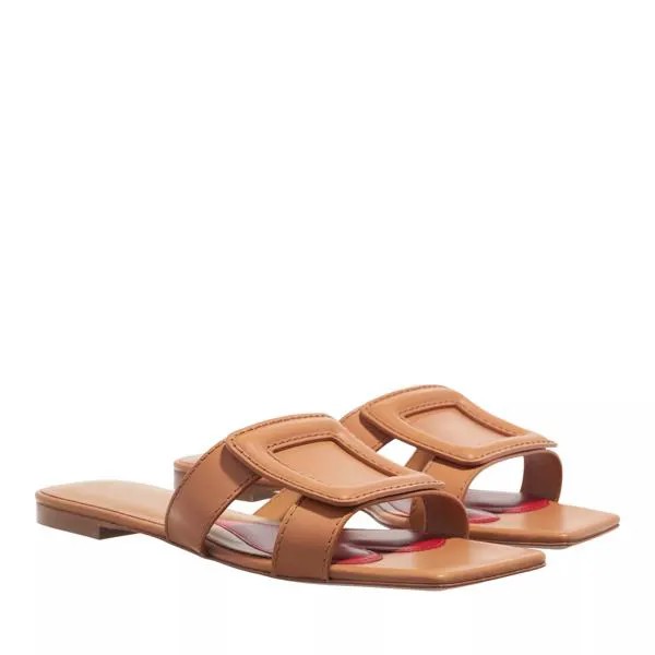 Туфли stitching buckle mules in leather Roger Vivier, коричневый