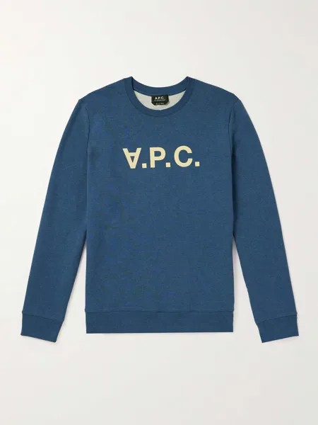 Толстовка из хлопкового джерси с логотипом A.P.C., синий