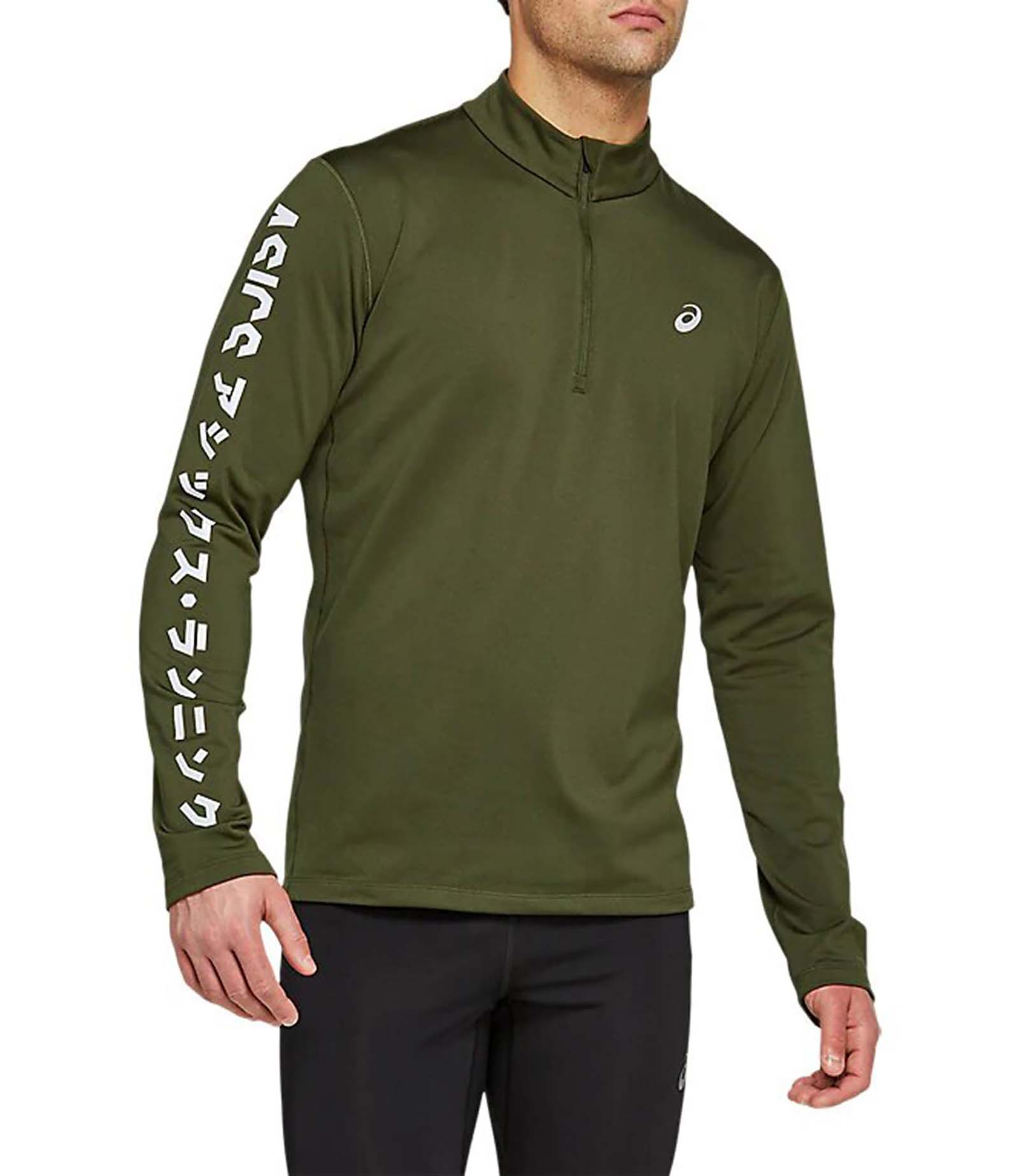 Лонгслив мужской Asics KATAKANA WINTER 1/2 ZIP зеленый M