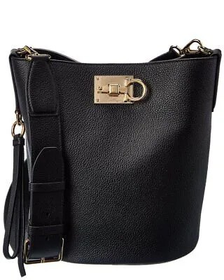 Женская кожаная сумка-мешок Ferragamo Studio, черная