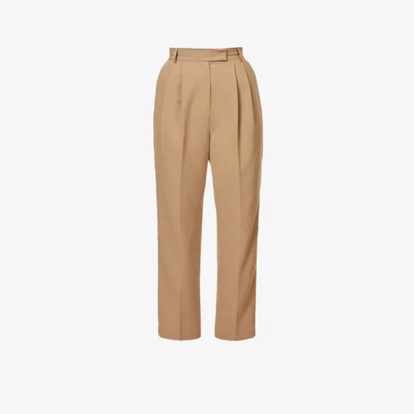 Зауженные брюки Bea из эластичного крепа с высокой посадкой Frankie Shop, цвет latte
