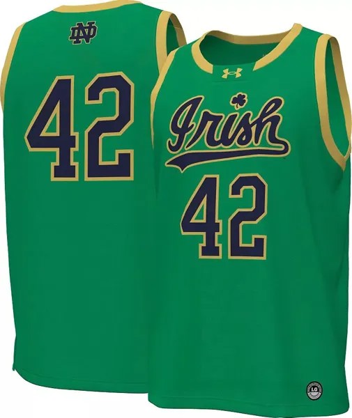 Мужская зеленая баскетбольная майка Under Armour Notre Dame Fighting Irish № 42