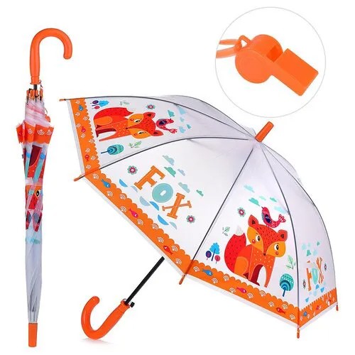 Зонт-трость Oubaoloon, полуавтомат, купол 48.5 см., бесцветный, оранжевый