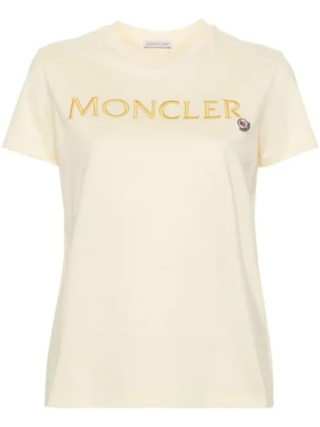 Moncler футболка с тисненым логотипом, желтый