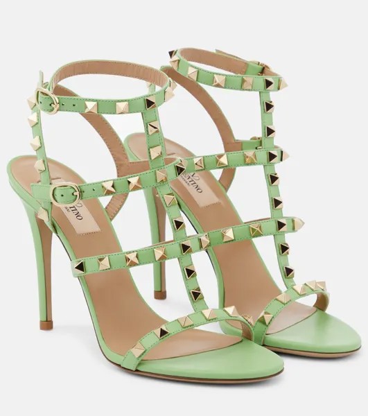 Кожаные сандалии rockstud Valentino Garavani, зеленый