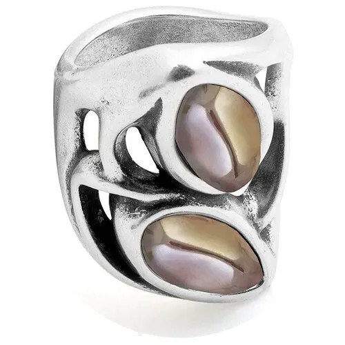 Кольцо Ciclon, бижутерный сплав, муранское стекло, размер 16, серебряный, коричневый