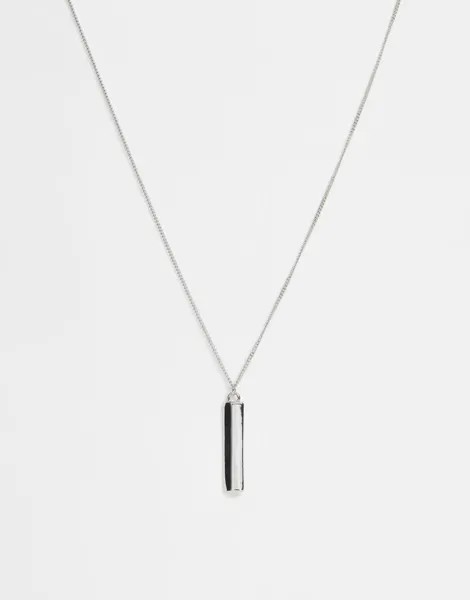 Серебристое ожерелье с подвеской-планкой с минималистским дизайном ASOS DESIGN-Серебряный