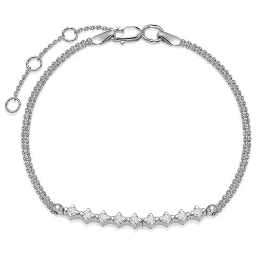 Браслет-цепочка Vesna jewelry, белое золото, 585 проба, родирование, бриллиант, длина 18.5 см.