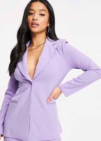 Трикотажный однобортный пиджак сиреневого цвета ASOS DESIGN Petite-Фиолетовый цвет