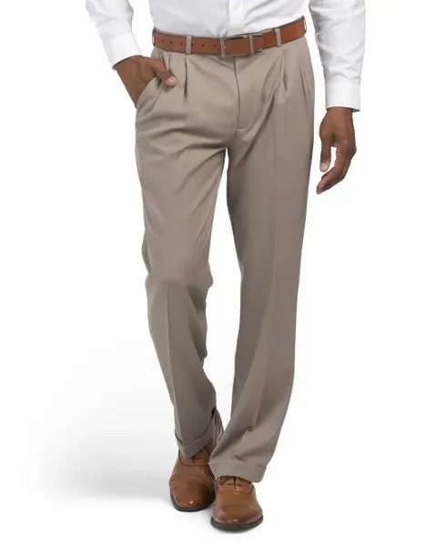 Плиссированные меланжевые брюки Perry Ellis Portfolio, серо-коричневый